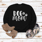 Dog Mom Lettered Casual Round Neck Long Sleeve Sweater Europe And America Cross Border Fashion Loose Base Ride Top For Women