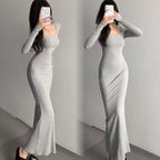 Slim Fit Square Neck Dress For Women