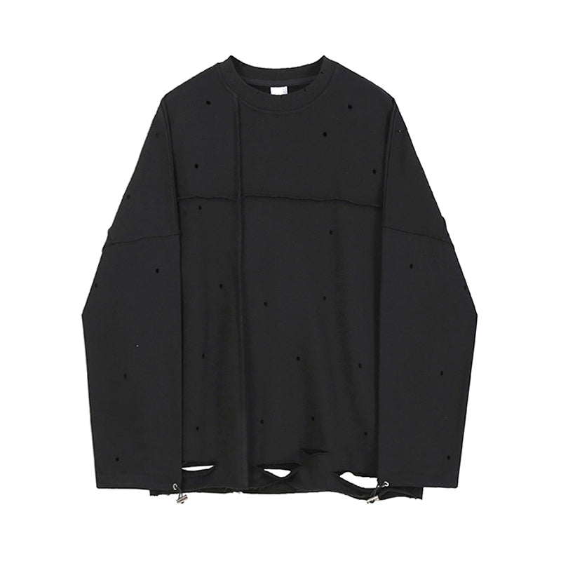 Korean Version Of Cotton Tattered Sweater