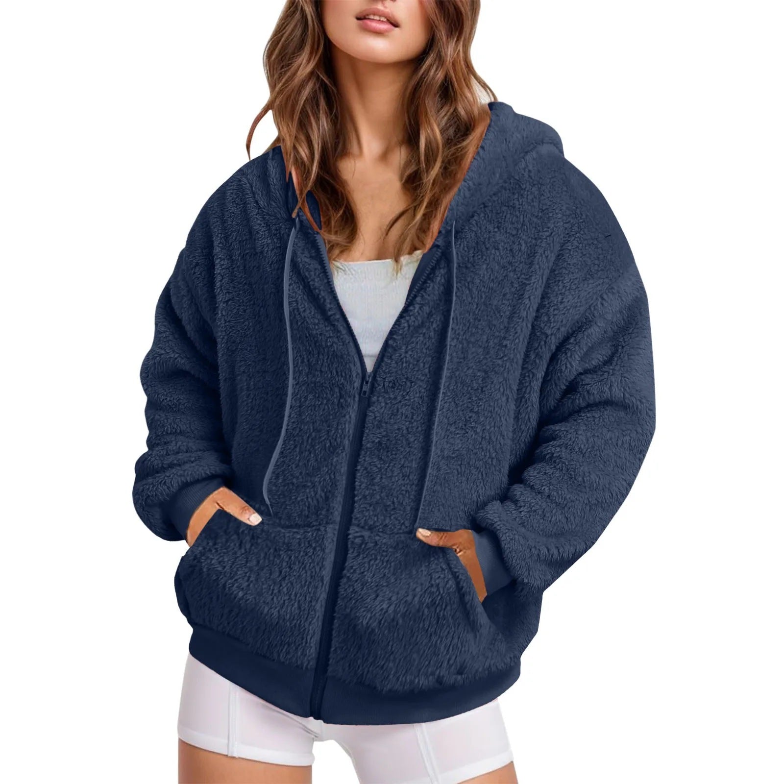 Autumn Winter Casual Long Solid Color Hoodie