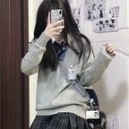 School-supplied Dark Gray Long-sleeve Knit Top
