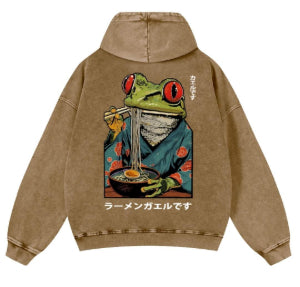 Pure Cotton Washed Vintage Hooded Sweatshirt With Double-layer Hood