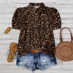 Elegant Leopard-Print Blouse For Women