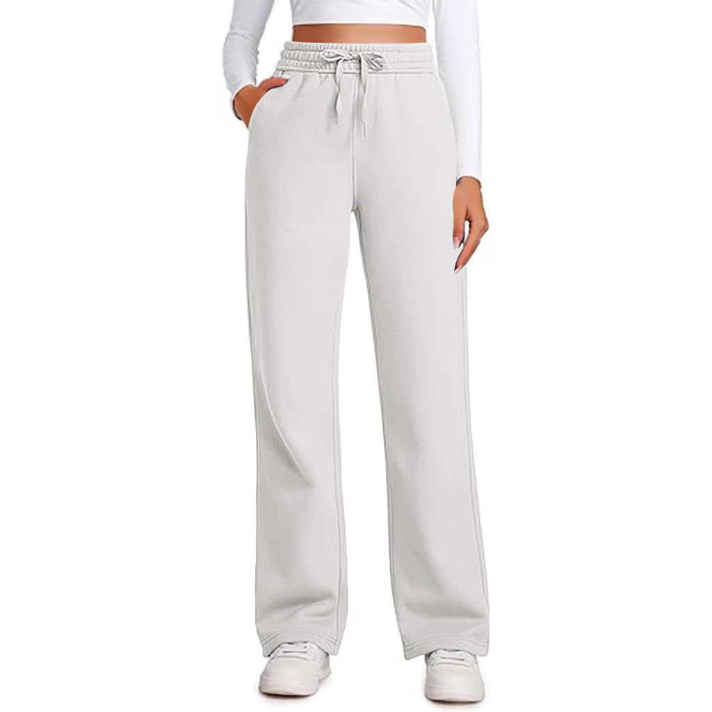 Elastic High-waist Drawstring Loose Casual Wide-leg Sweatpants