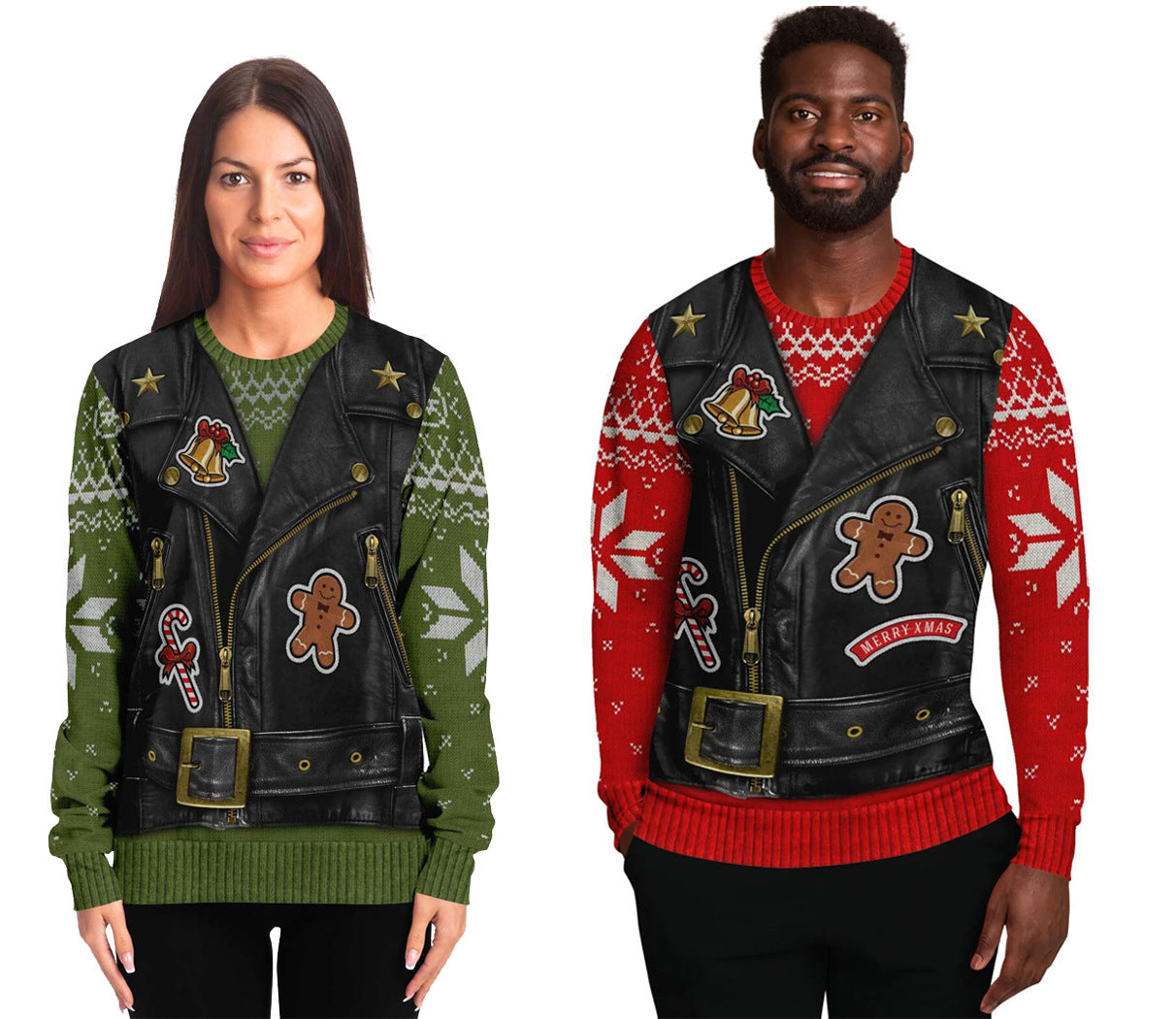 New 3D Printed Fake Two-piece Christmas Men's Round Neck Sweater