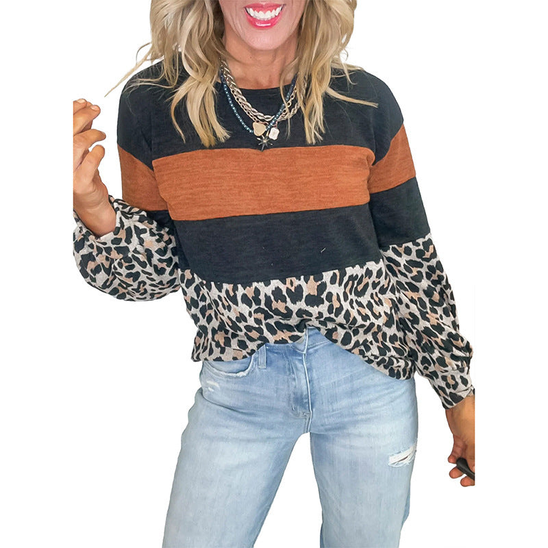 New Casual Crew-neck Sweatshirt With A Color-block Print