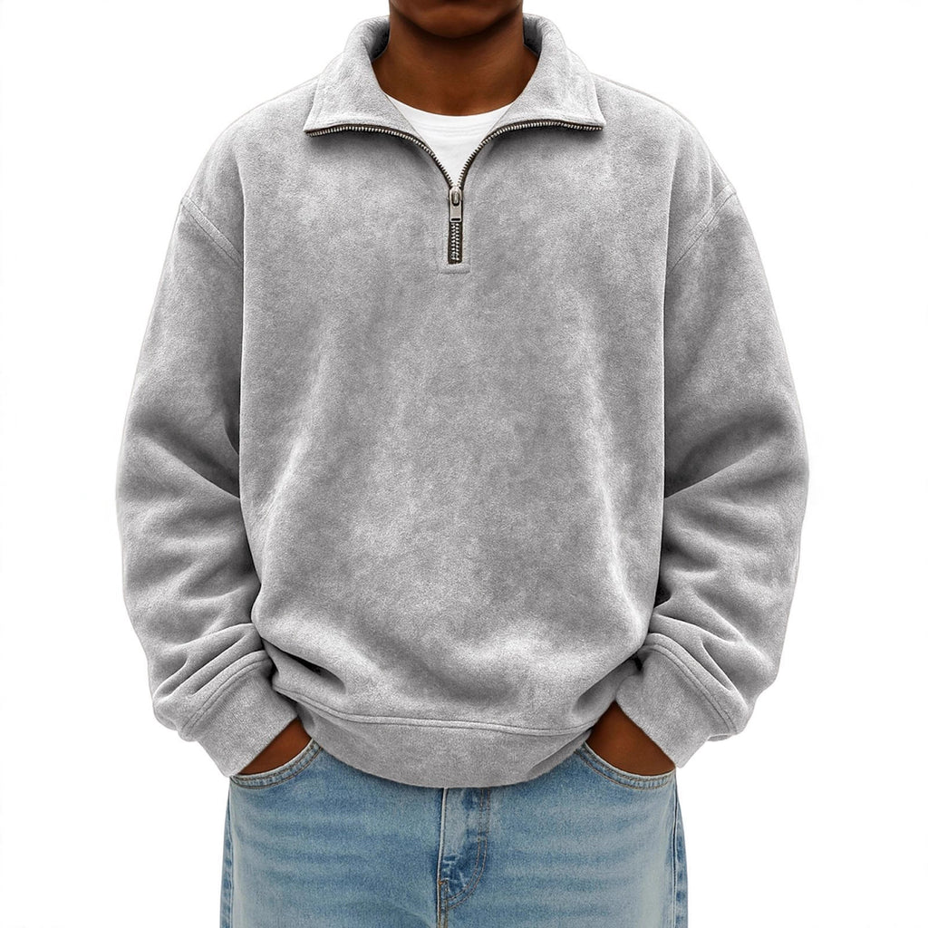 Stylish Vintage Oversized Mens Half-zip Hoodie