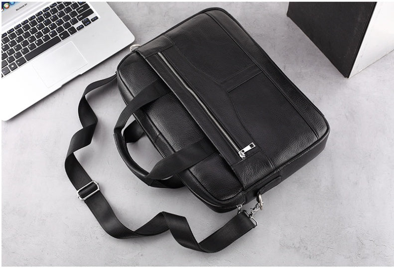 Men Official Document First Layer Leather Crossbody Bag