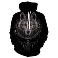 Men's Death Wolf Pattern Digital Printing Hooded Jacket Personalized 3d Sweater