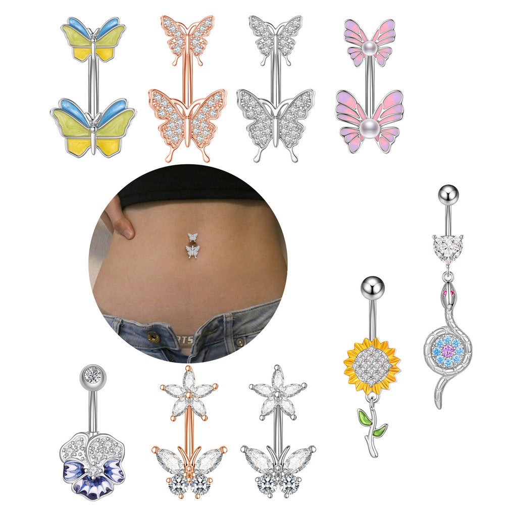 New Zircon Navel Stud Drop Oil Piercing Jewelry