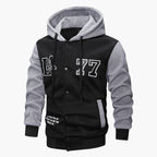 Mens Knitted Hooded Jacket With Embroidery And Print
