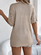 Women S Hollow Out Short Sleeve Knit Cardigan Vacation Cover-Up