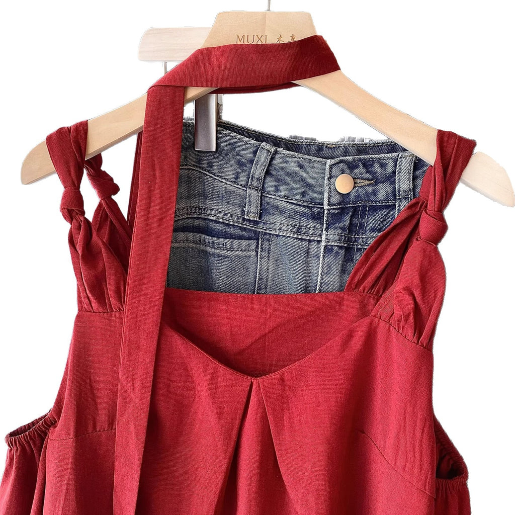Women's Simple V-neck Knotted Camisole