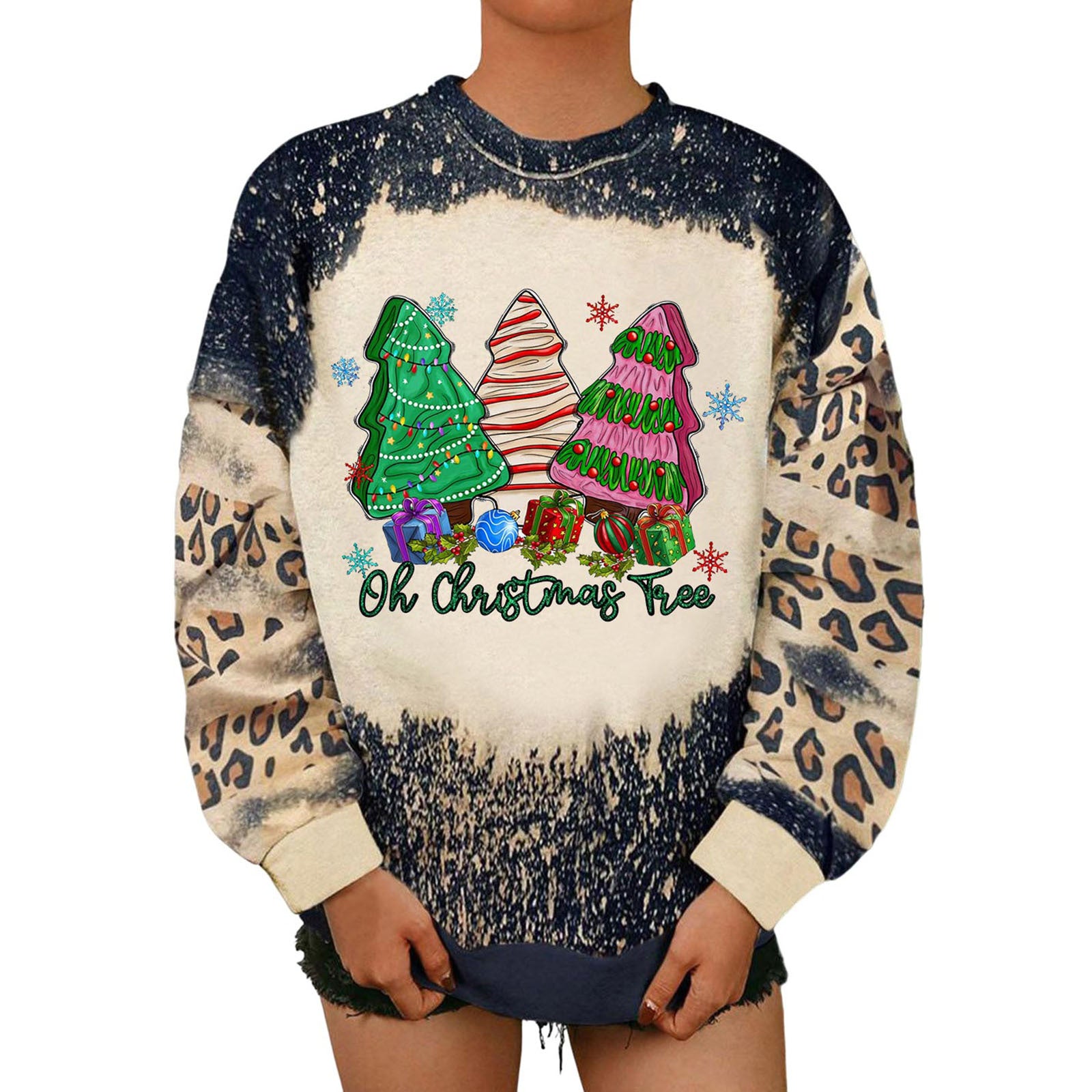 2 Autumn And Winter New Christmas 3D Digital Printed Round Neck Brushed Hoody