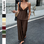 SpringSummer Resort-Style Camisole T-shirt And Pants Womens Outfit Set