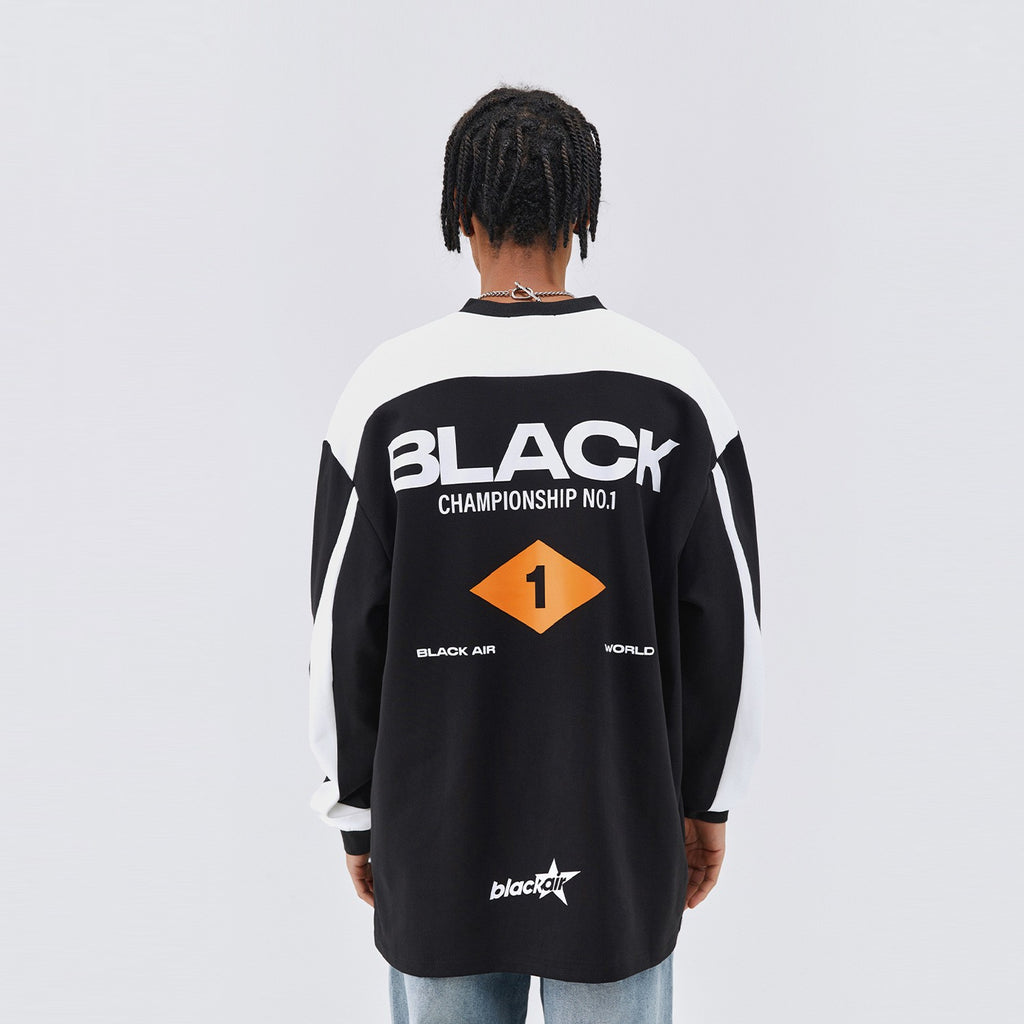 Men And Women Color Blocking Letters Long-sleeved Sweatshirt