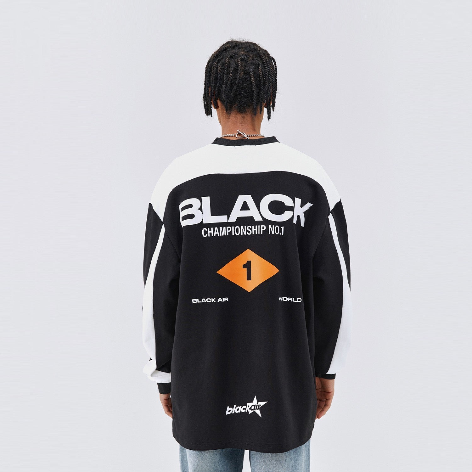 Men And Women Color Blocking Letters Long-sleeved Sweatshirt