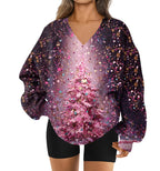 Womens 3D printed V neck Sweatshirt For Fall And Winter