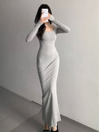 Slim Fit Square Neck Dress For Women