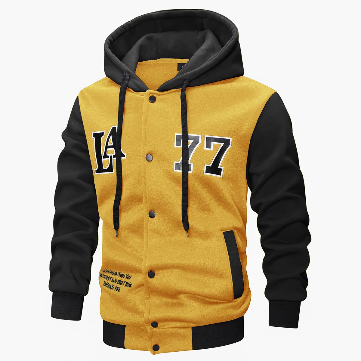 Mens Knitted Hooded Jacket With Embroidery And Print