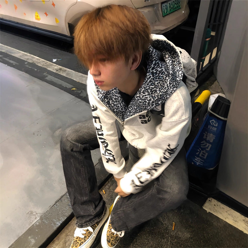 Mens American High-Street Fashion Brand Light-Luxury Heavyweight Embroidered Hoodie
