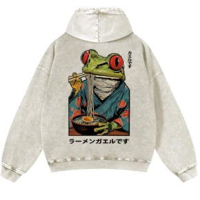 Pure Cotton Washed Vintage Hooded Sweatshirt With Double-layer Hood