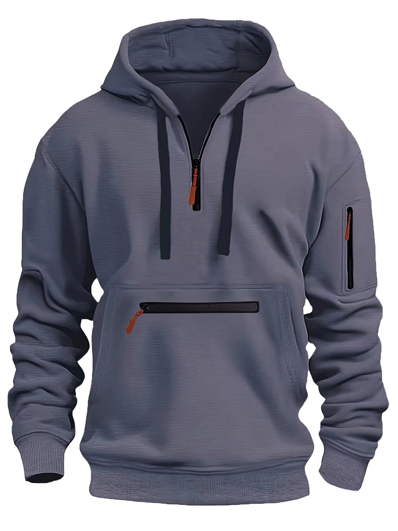 Waterproof Zipper Multi-pocket Hoodie Men's Sport Casual Sweatshirt