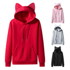 Women's Cat Ear Design Hooded Fleece Couple Sweater Hoodie