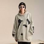 Men's And Women's Same Patch Leather Personality Terry Hoodie