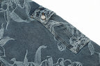 Flower Jacquard Denim Suspender Pants Men