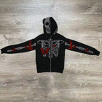 Cartoon Printed Camouflage Patchwork Cardigan Zip Hoodie