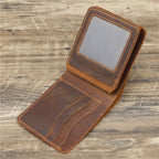 Men Crazy Horse Leather Money Card Bag Leather Wallet