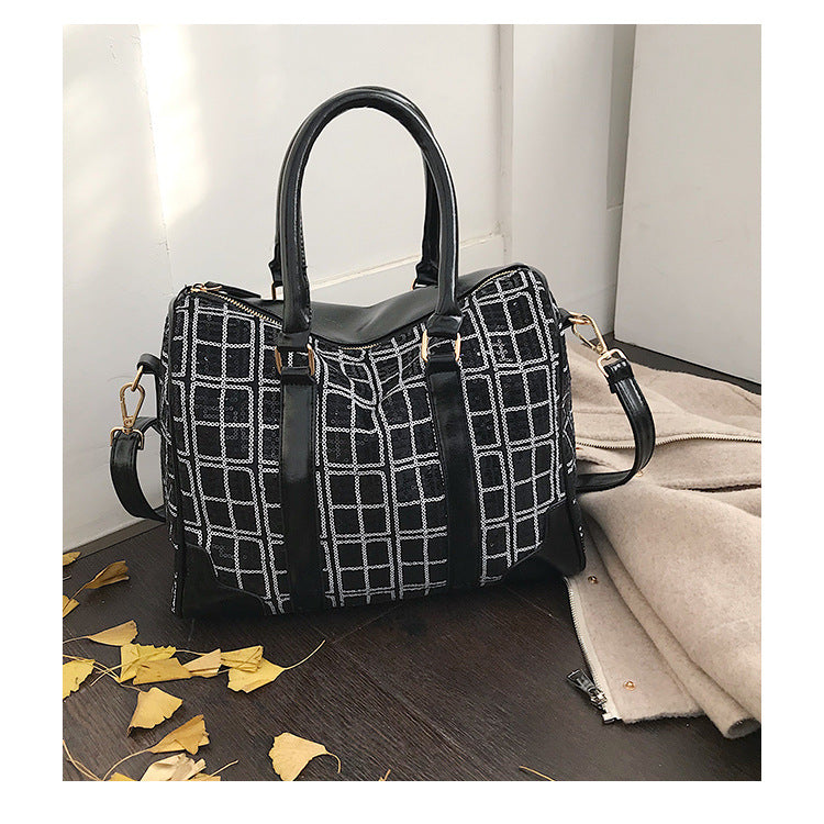 Vintage crossbody bag check handbag