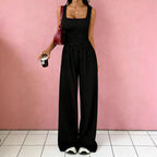 Solid-Color Sexy Tank Top Casual Wide-Leg Pants Two-Piece Set