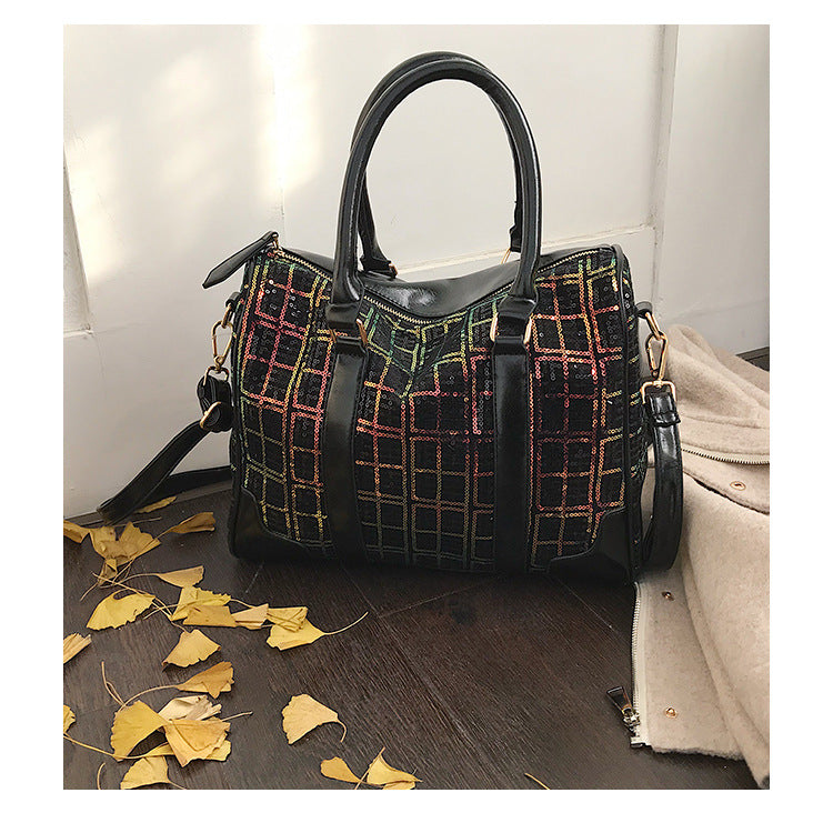 Vintage crossbody bag check handbag