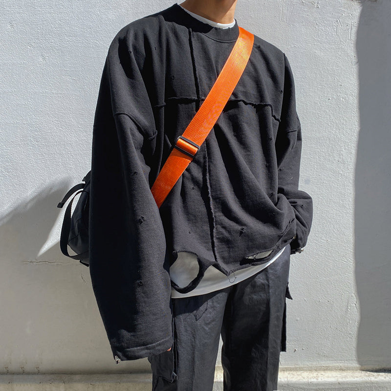 Korean Version Of Cotton Tattered Sweater