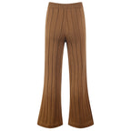 Knitted Women's Threaded Pocket V-neck Coat High Waist Wide Leg Pant Suit