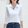 Versatile Outerwear Solid-color Contrast-color Casual V-neck Base Layer Top