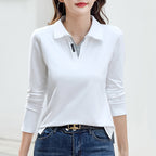 Versatile Outerwear Solid-color Contrast-color Casual V-neck Base Layer Top