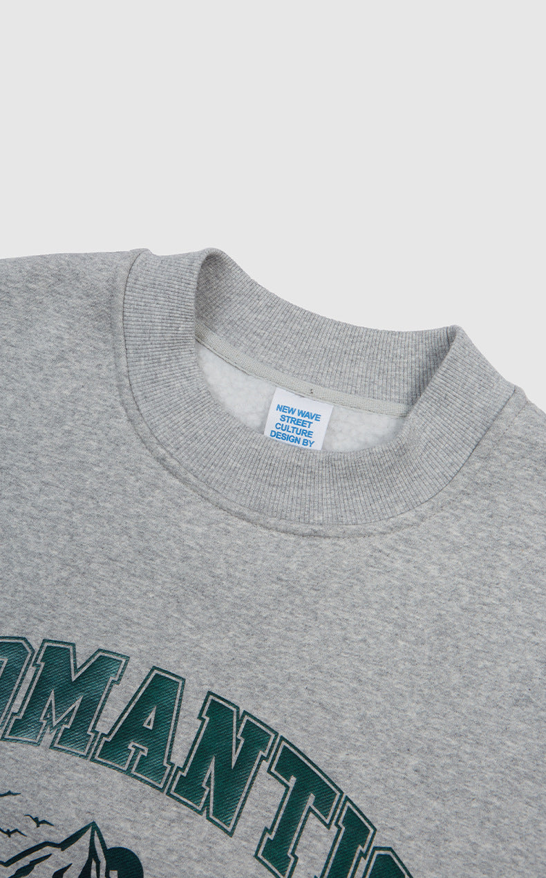 Fleece Snow Mountain Letter Chameleon Printed Sweater