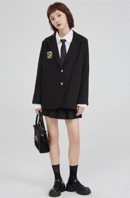 Black Suit Jacket Women''s Sense Of Design Niche Autumn Loose