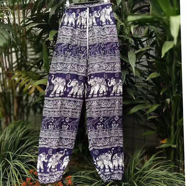 Comfortable Soft Cotton Linen Baroque Gothic Elephant Pant, lastic Waist Harem Wide Leg Pants Bloomers Trouser Deporte Fitness
