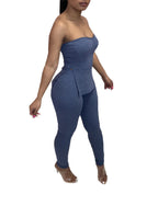 ANJAMANOR Rib Knit 2 Piece Sets Womens Outfits Casual Sexy Loungewear Tube Top and Pant Suits Wholesale Items D21-CH34