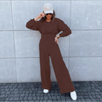 Wide-leg Pants And Hooded Sweatshirt Casual Set