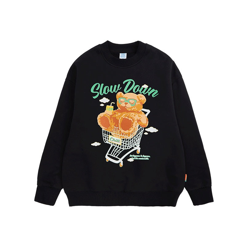 Polar Fleece Suede Foam Bear Round Neck Sweater