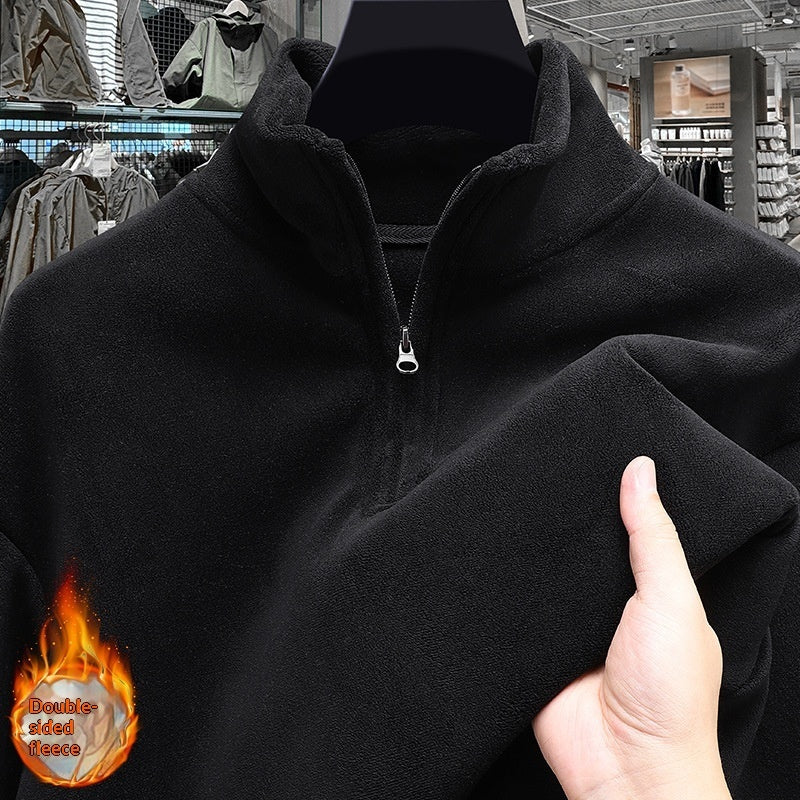 Men's Half-Zip Stand-Up Collar Polar Fleece Sweater