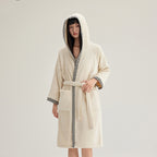Women's Extended-length Cotton Hooded Bathrobe