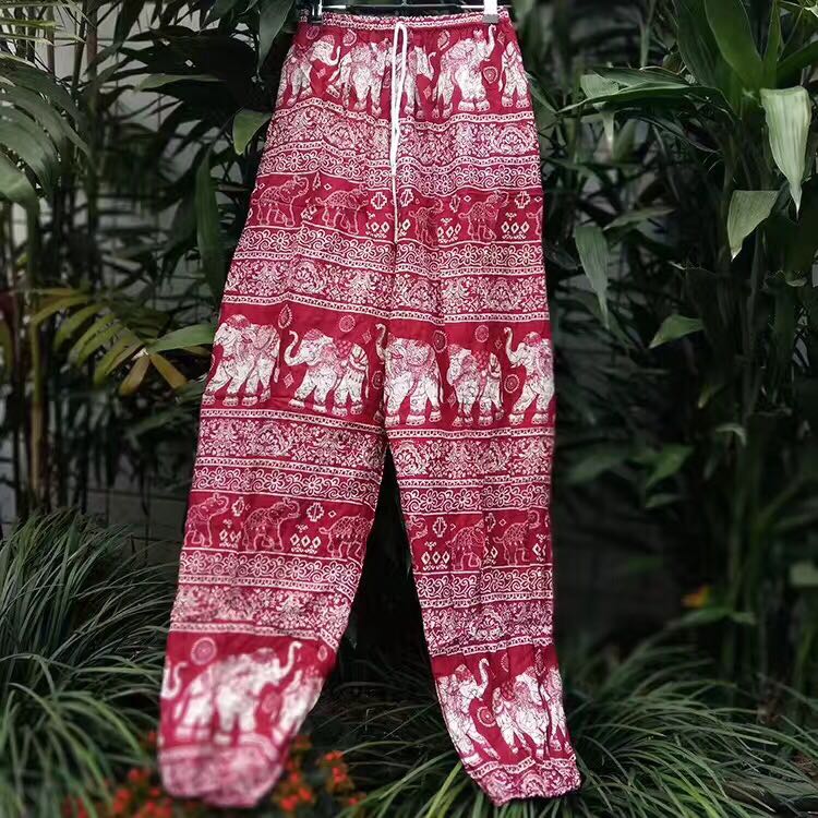 Comfortable Soft Cotton Linen Baroque Gothic Elephant Pant, lastic Waist Harem Wide Leg Pants Bloomers Trouser Deporte Fitness