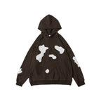 Men's And Women's Same Patch Leather Personality Terry Hoodie