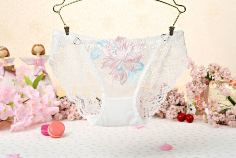 Sexy Lace Low Waist Cute Embroidered Ladies Panties
